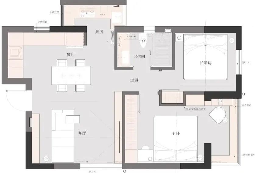 70平小户型装修实例（精致的装修方案分享）-3