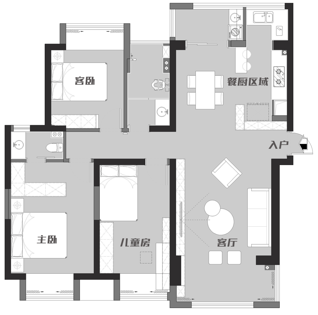 130平米三室两厅装修样板间（看起来很精致的装修风格）-1